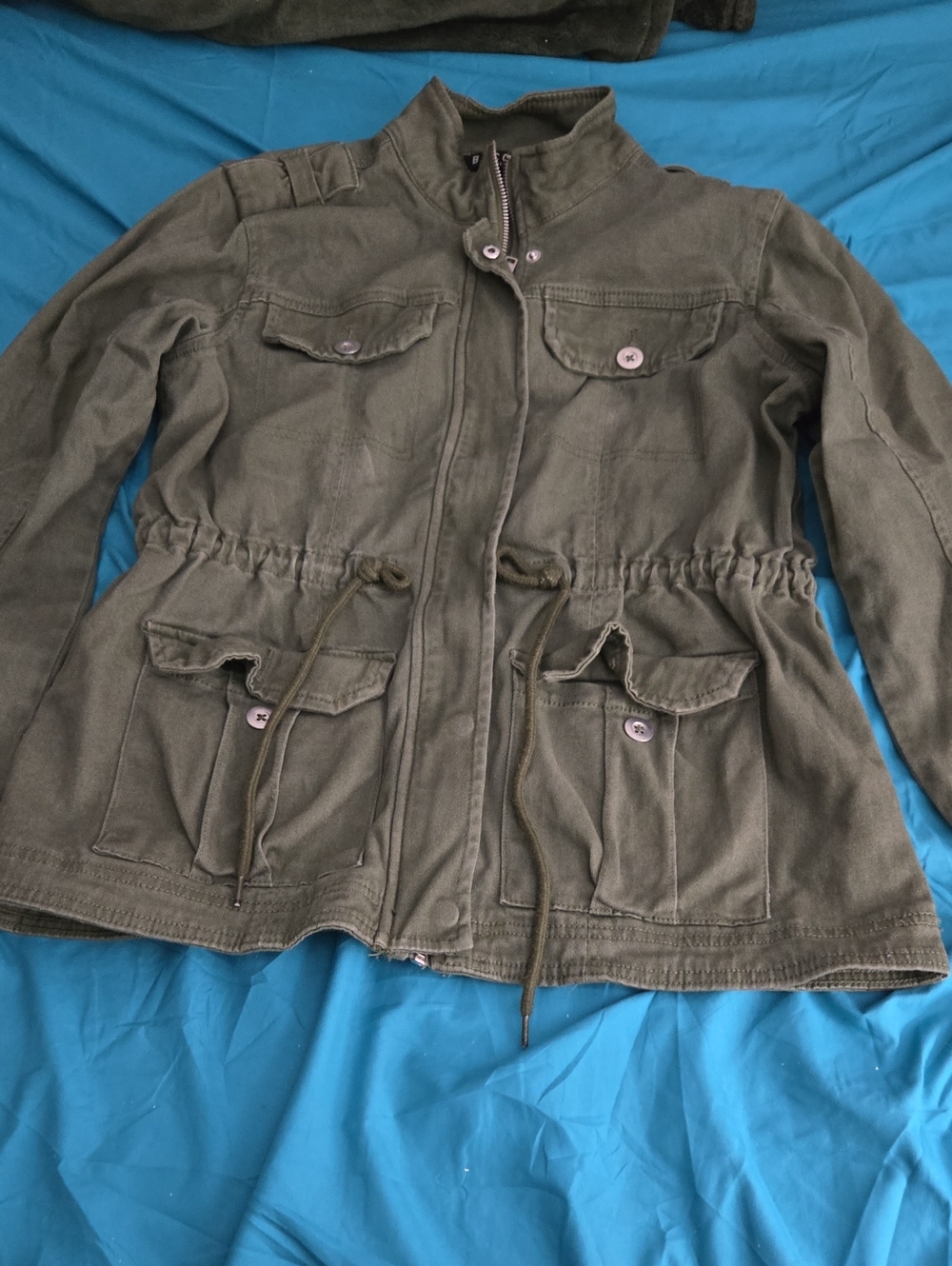 Baccini Olive Green Utility Jacket with Drawstring Waist